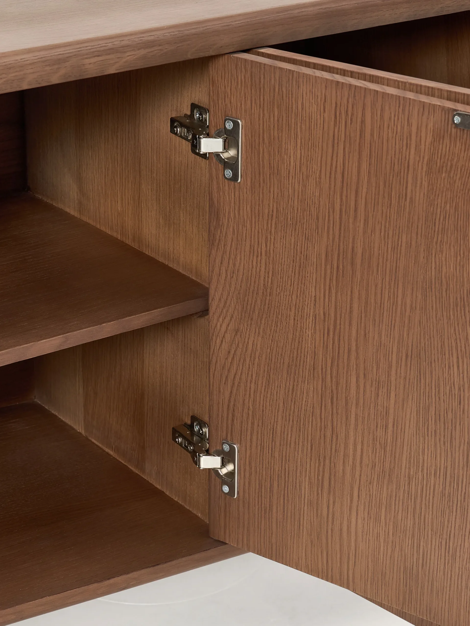 Credenza in legno con gambe in marmo Emperador Tundra