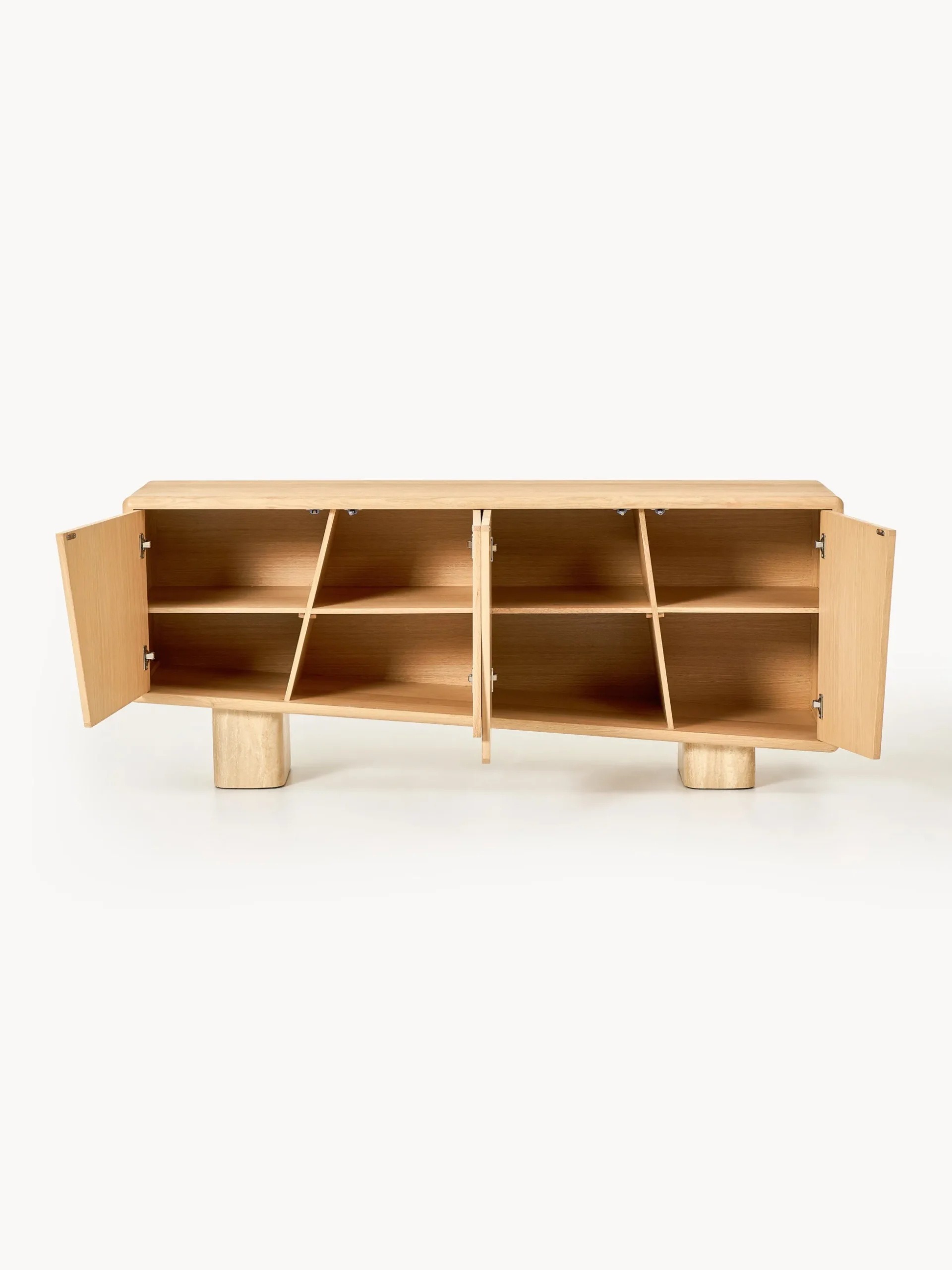 Credenza in legno con gambe in travertino Tundra