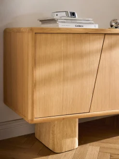 Credenza in legno con gambe in travertino Tundra