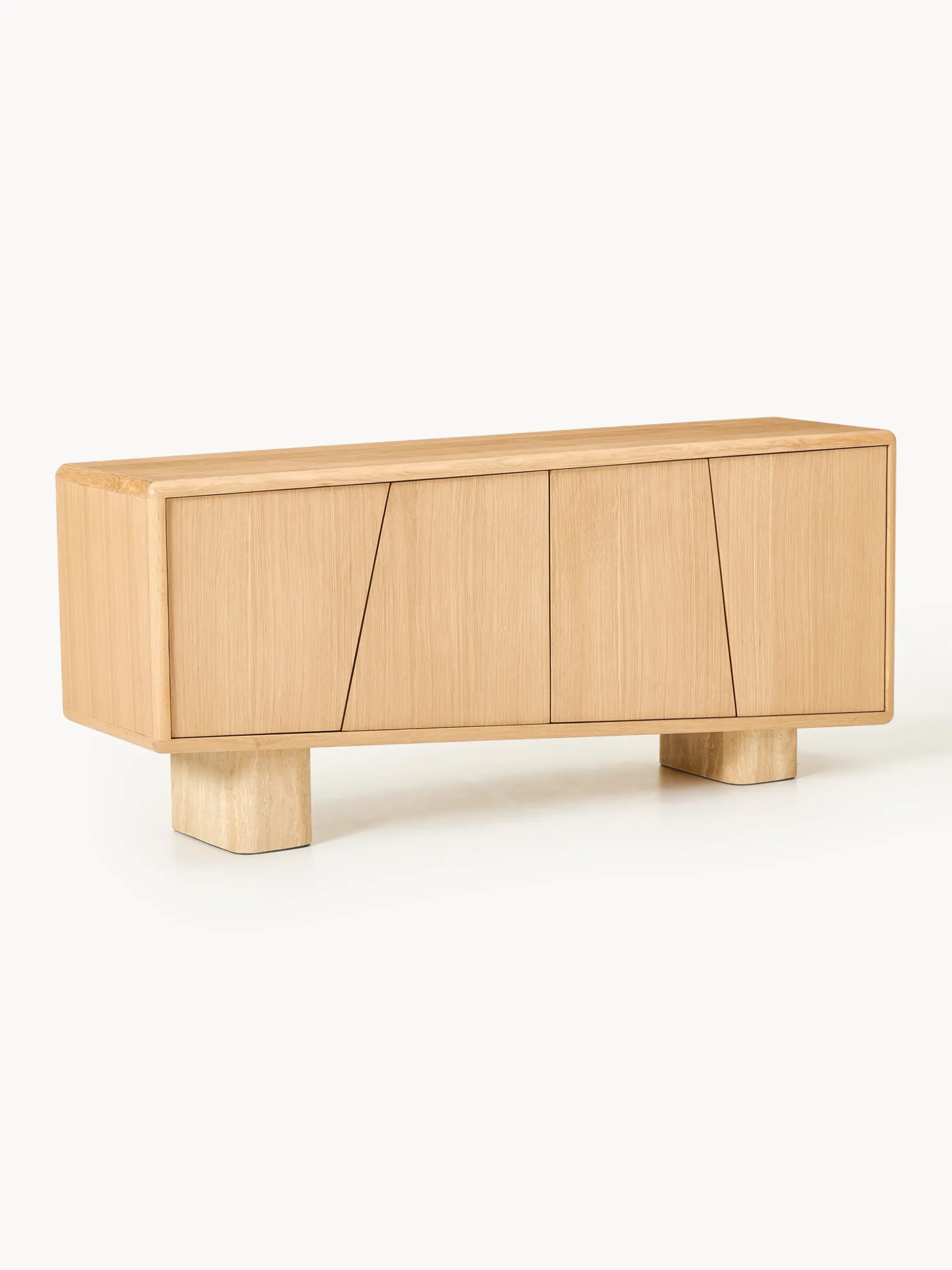 Credenza in legno con gambe in travertino Tundra