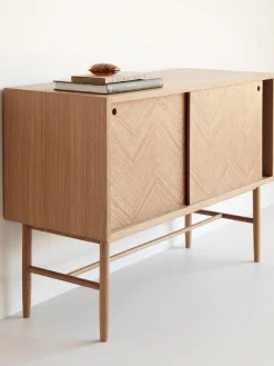 Credenza in legno di quercia con motivo spina di pesce Herringbone