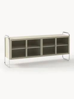 Credenza in metallo con frontale in vetro Robyn
