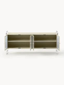 Credenza in metallo con frontale in vetro Robyn