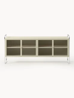 Credenza in metallo con frontale in vetro Robyn