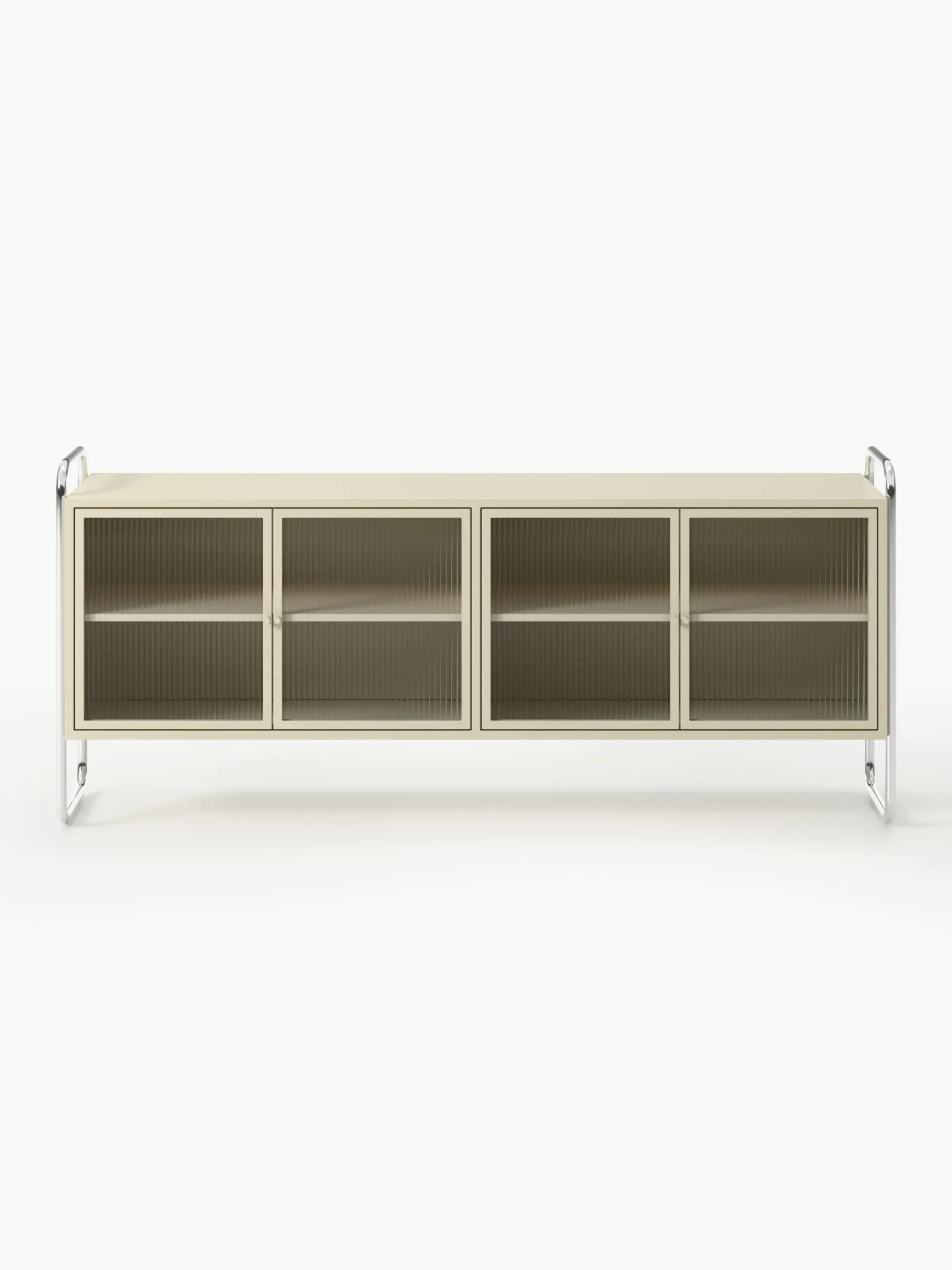 Credenza in metallo con frontale in vetro Robyn