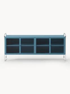Credenza in metallo con frontale in vetro Robyn