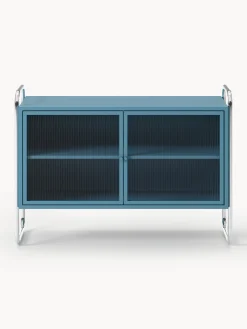 Credenza in metallo con frontale in vetro Robyn
