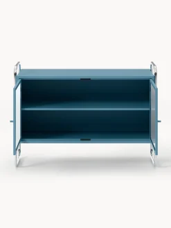 Credenza in metallo con frontale in vetro Robyn