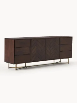 Credenza XL in legno di mango con motivo spina di pesce Luca