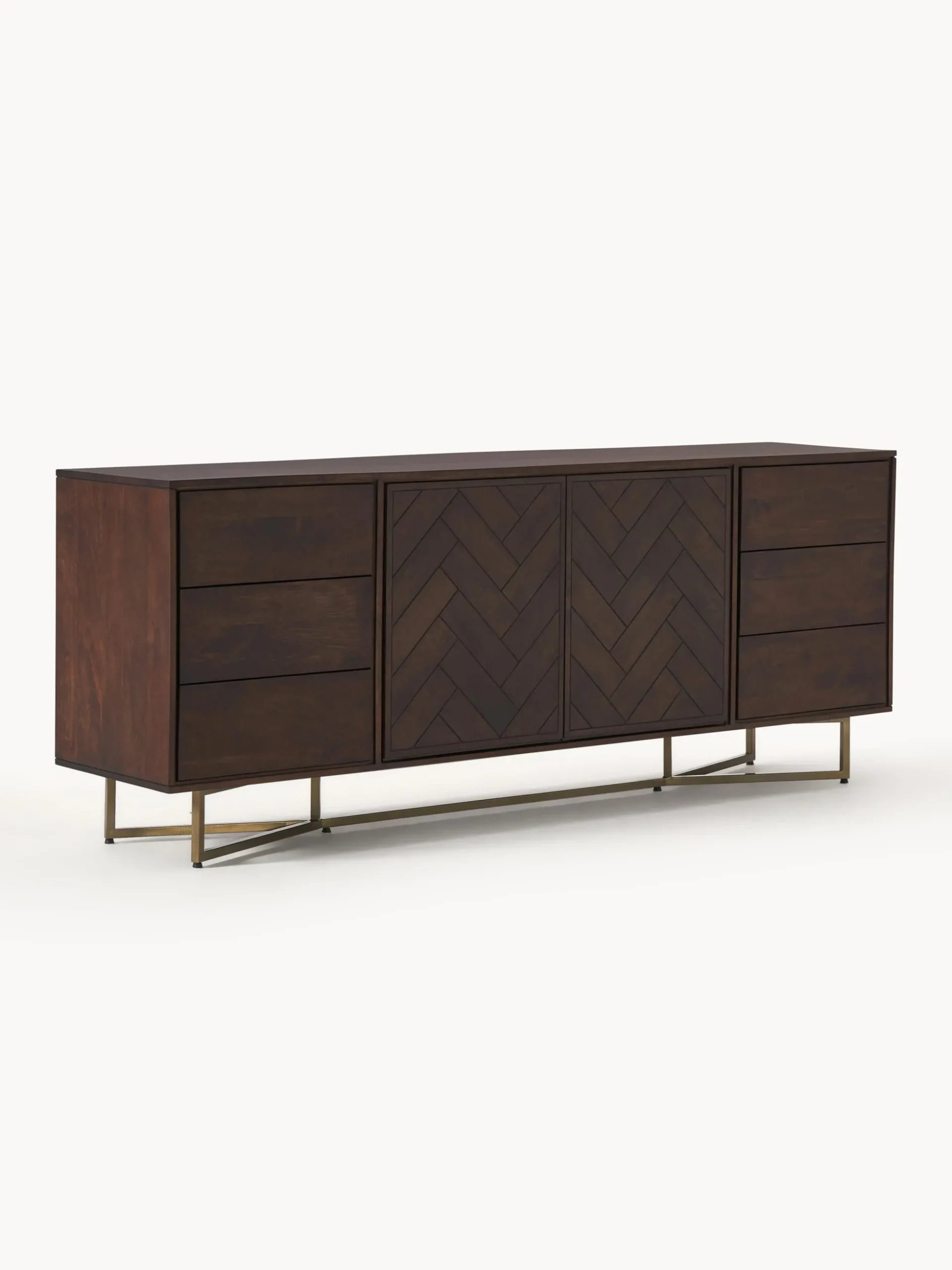 Credenza XL in legno di mango con motivo spina di pesce Luca