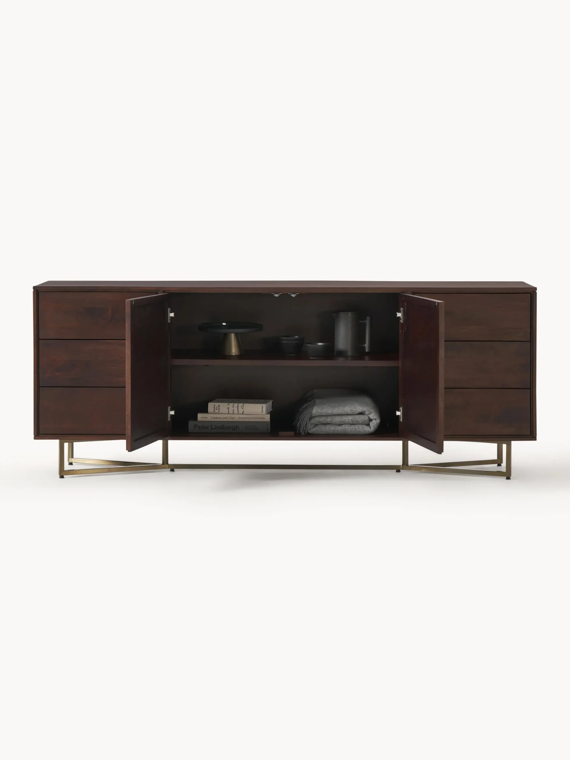 Credenza XL in legno di mango con motivo spina di pesce Luca