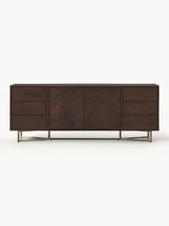 Credenza XL in legno di mango con motivo spina di pesce Luca