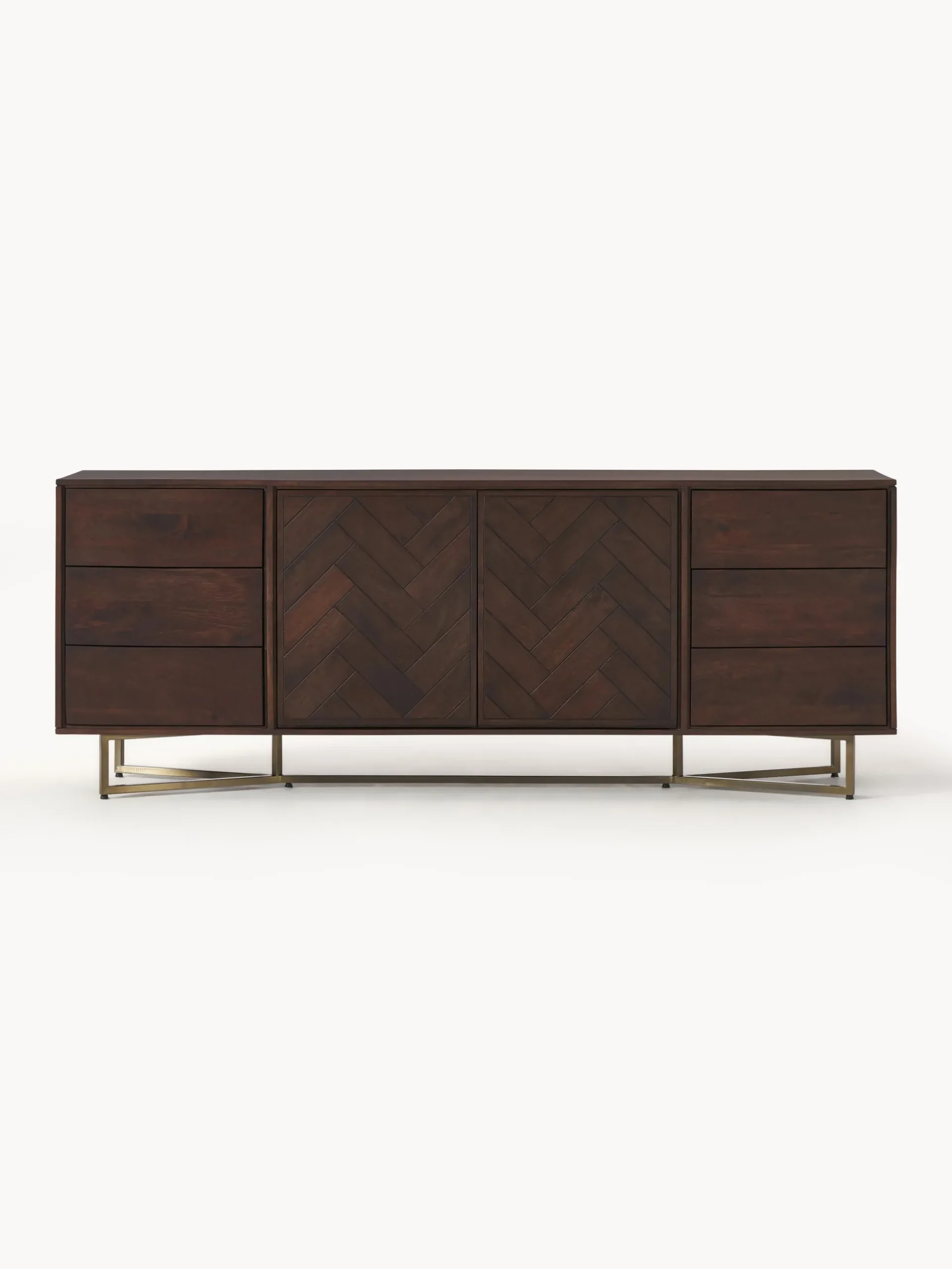 Credenza XL in legno di mango con motivo spina di pesce Luca