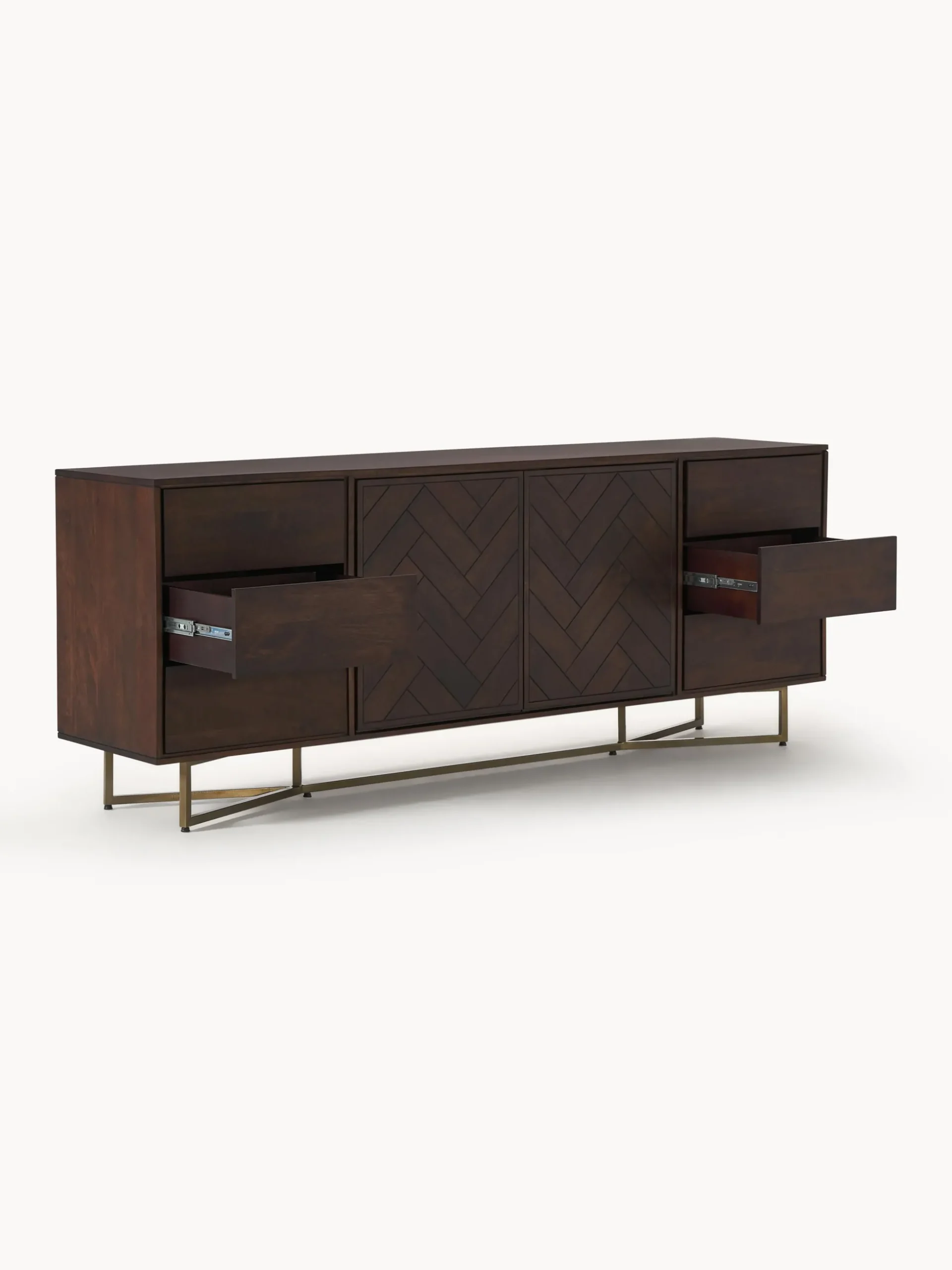 Credenza XL in legno di mango con motivo spina di pesce Luca