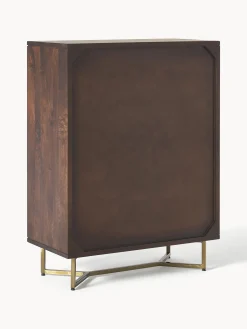 Credenza alta in legno di mango con motivo spina di pesce Luca