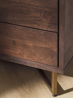 Credenza alta in legno di mango con motivo spina di pesce Luca