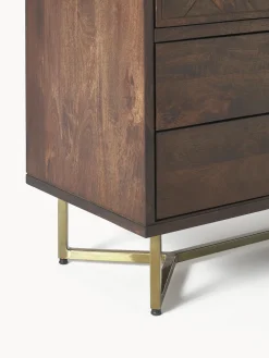 Credenza alta in legno di mango con motivo spina di pesce Luca