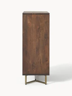 Credenza alta in legno di mango con motivo spina di pesce Luca