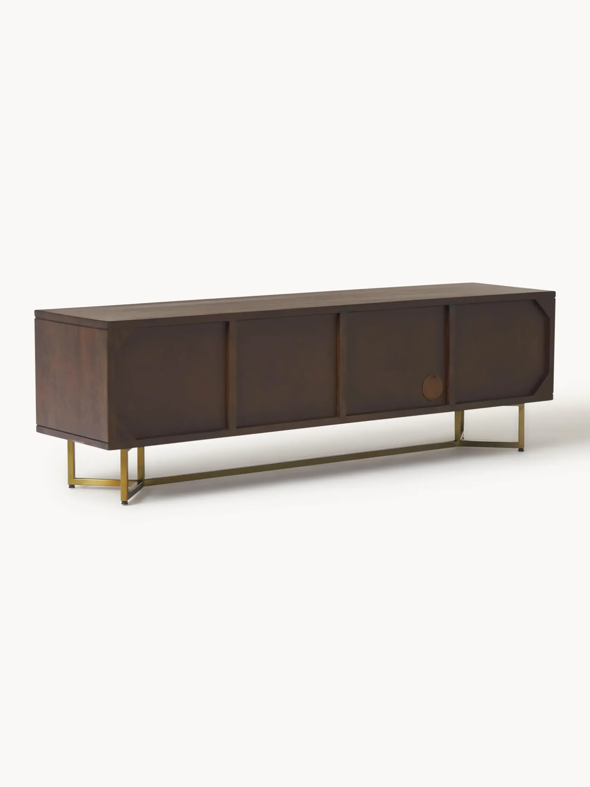 Credenza bassa in legno di mango con motivo a spina di pesce Luca