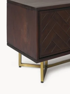 Credenza bassa in legno di mango con motivo a spina di pesce Luca