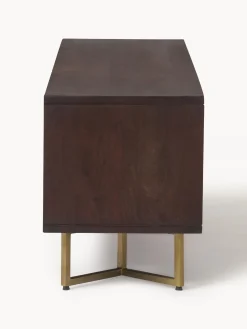 Credenza bassa in legno di mango con motivo a spina di pesce Luca