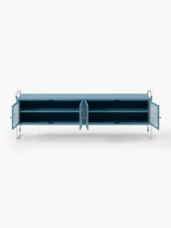 Credenza bassa in metallo con frontale in vetro Robyn
