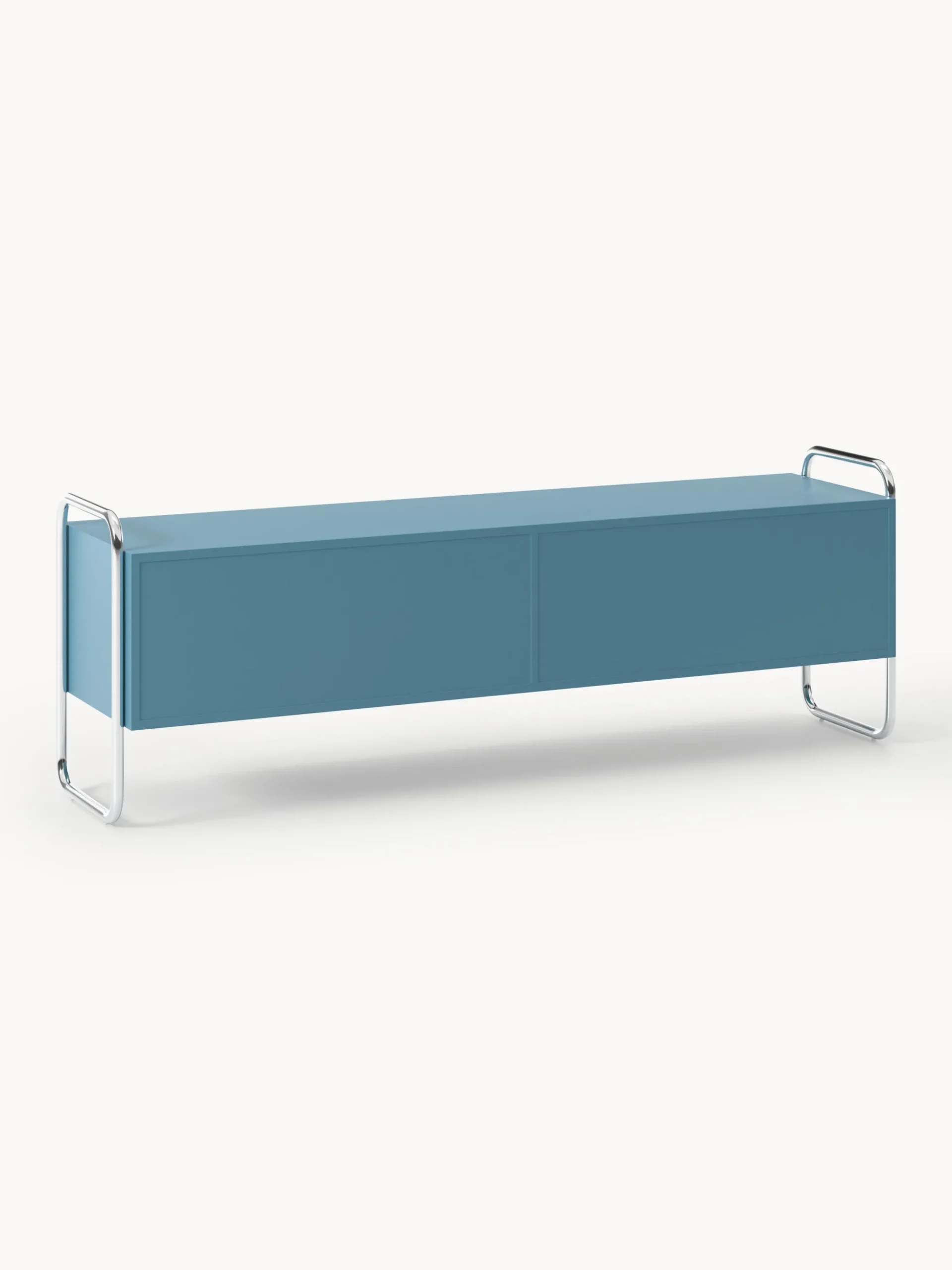 Credenza bassa in metallo con frontale in vetro Robyn