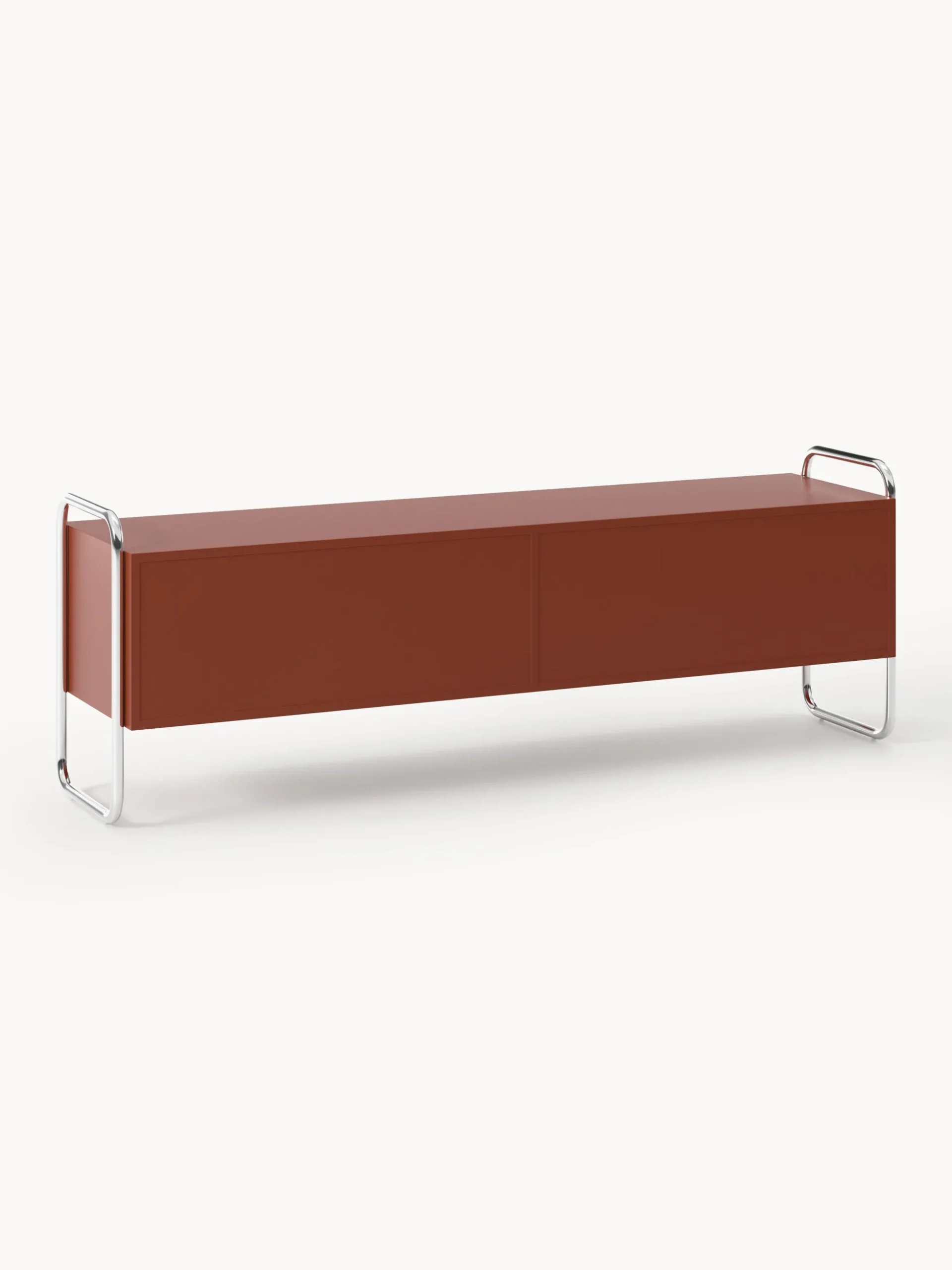 Credenza bassa in metallo con frontale in vetro Robyn
