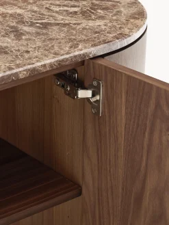 Credenza in legno con angoli arrotondati e piano in marmo Zumi