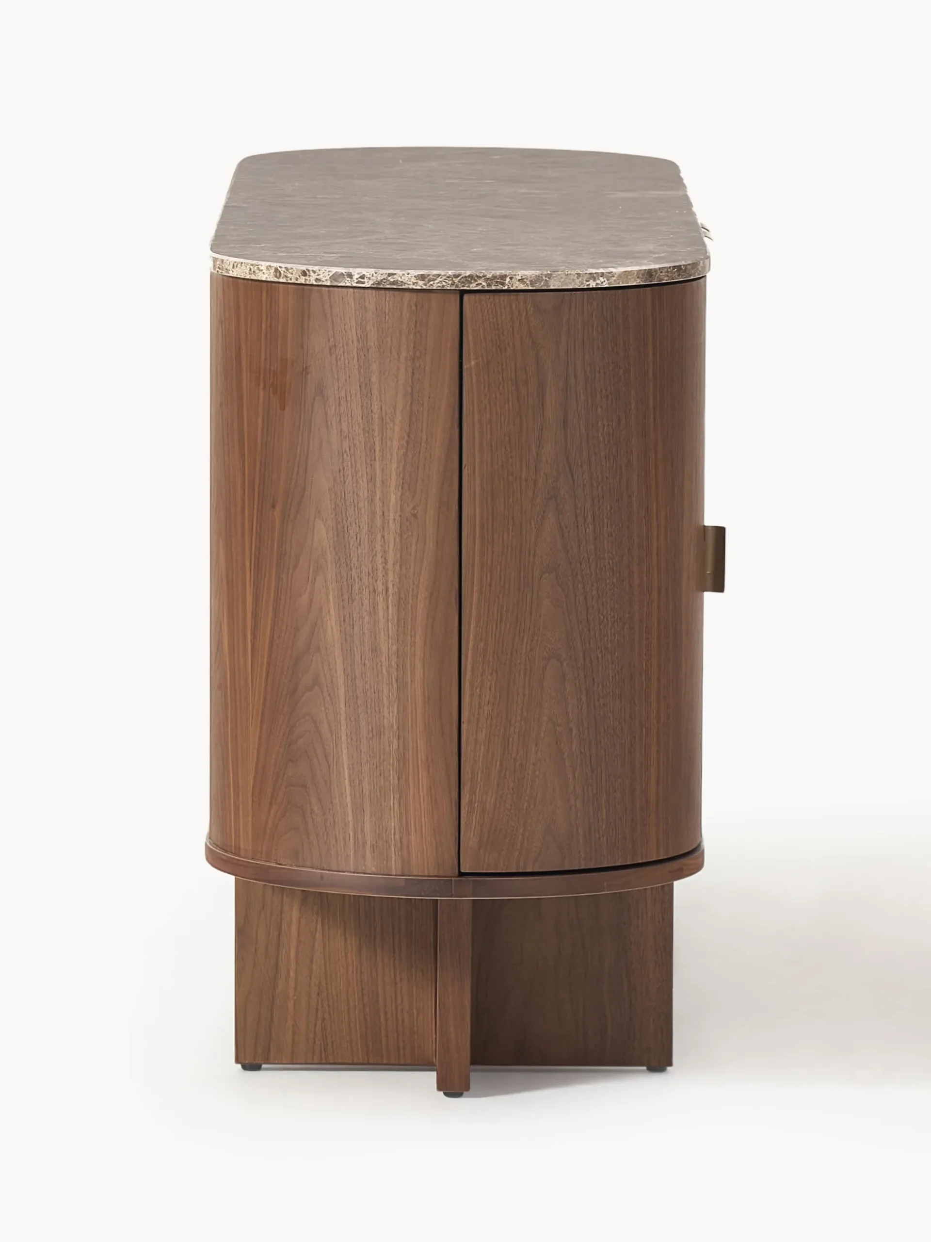 Credenza in legno con angoli arrotondati e piano in marmo Zumi