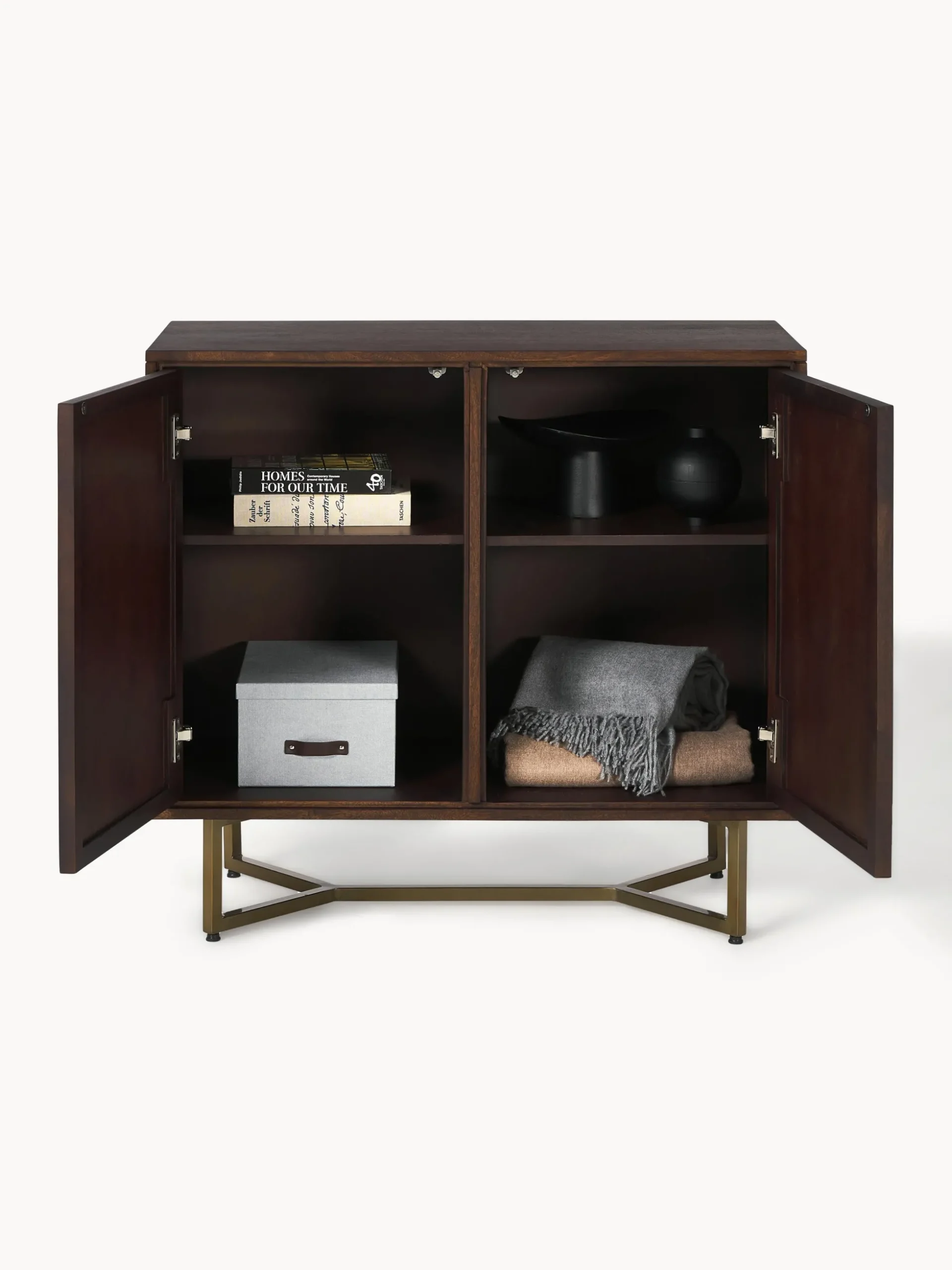 Credenza in legno di mango con motivo spina di pesce Luca
