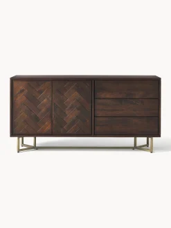 Credenza in legno di mango con motivo spina di pesce Luca