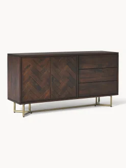 Credenza in legno di mango con motivo spina di pesce Luca
