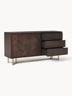 Credenza in legno di mango con motivo spina di pesce Luca