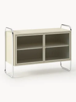 Credenza in metallo con frontale in vetro Robyn