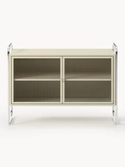 Credenza in metallo con frontale in vetro Robyn