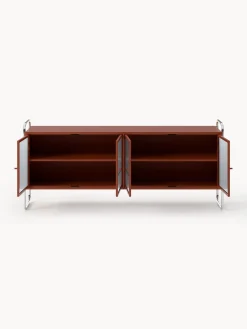 Credenza in metallo con frontale in vetro Robyn