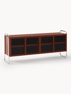 Credenza in metallo con frontale in vetro Robyn