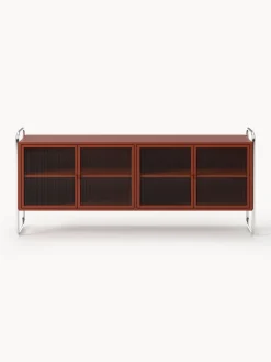 Credenza in metallo con frontale in vetro Robyn
