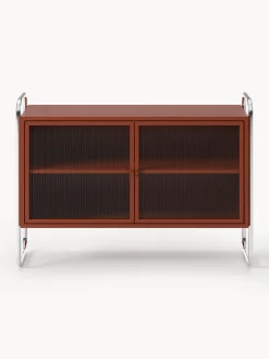 Credenza in metallo con frontale in vetro Robyn