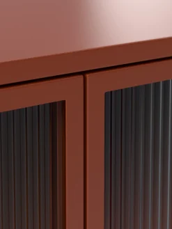 Credenza in metallo con frontale in vetro Robyn