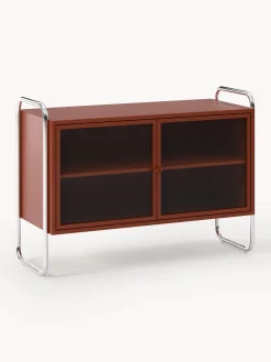 Credenza in metallo con frontale in vetro Robyn