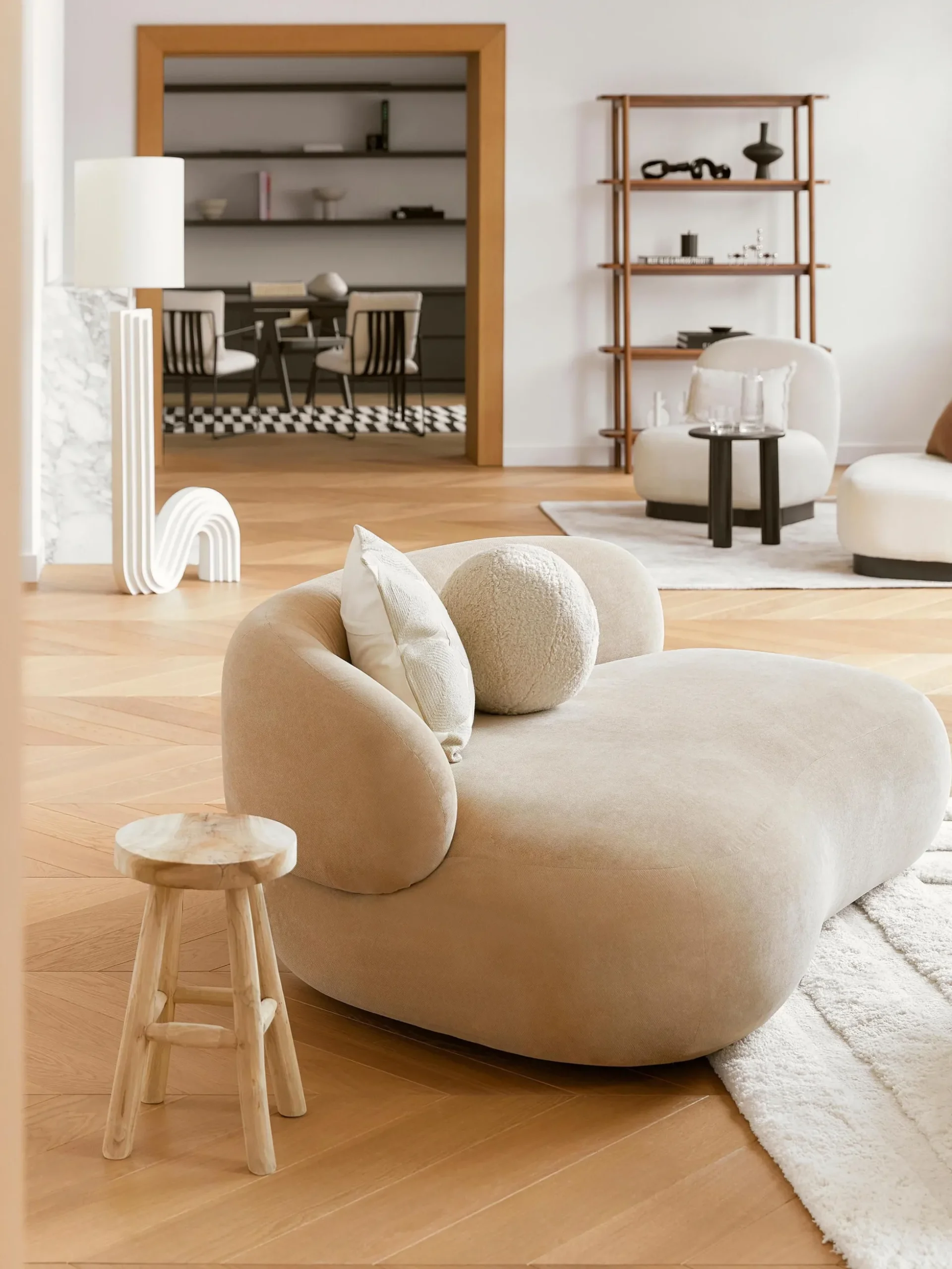 Cuscino decorativo rotondo in teddy Dotty