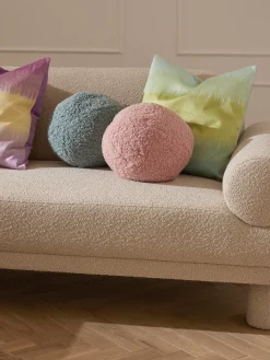 Cuscino decorativo rotondo in tessuto teddy Dotty