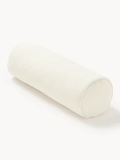 Cuscino rullo in bouclé con bordino Aya