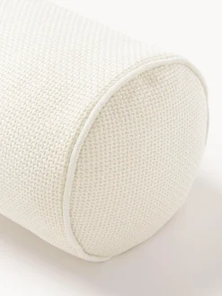 Cuscino rullo in bouclé con bordino Aya
