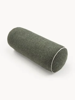 Cuscino rullo in bouclé con bordino Aya