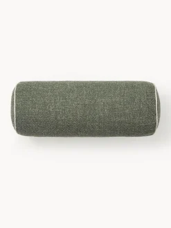 Cuscino rullo in bouclé con bordino Aya