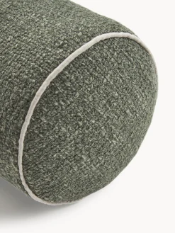 Cuscino rullo in bouclé con bordino Aya