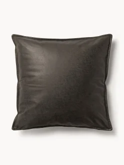 Cuscino decorativo grande in pelle Lennon, 60 x 60 cm